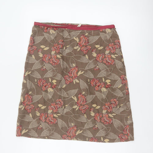 Ann Louise Stokell Women Brown Floral Pencil Skirt UK 12 Knee Length