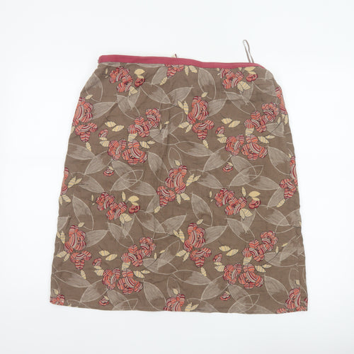 Ann Louise Stokell Women Brown Floral Pencil Skirt UK 12 Knee Length