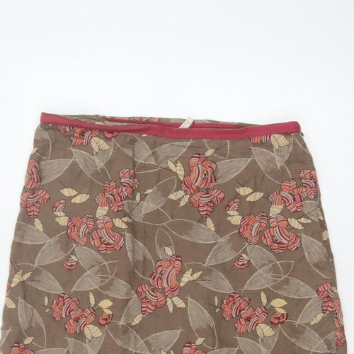 Ann Louise Stokell Women Brown Floral Pencil Skirt UK 12 Knee Length