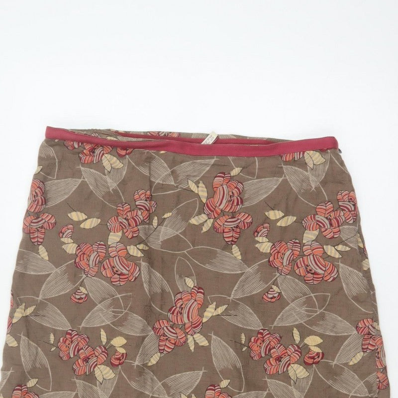Ann Louise Stokell Women Brown Floral Pencil Skirt UK 12 Knee Length