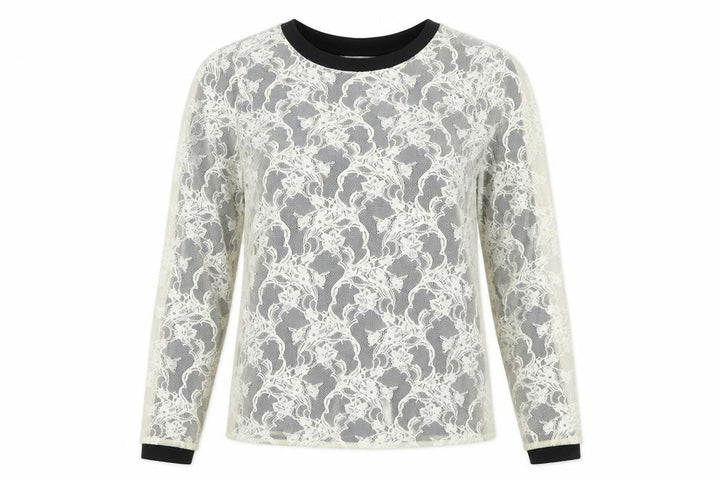 Marks and Spencer Women Ivory Floral Lace Long Sleeve Top Size 14
