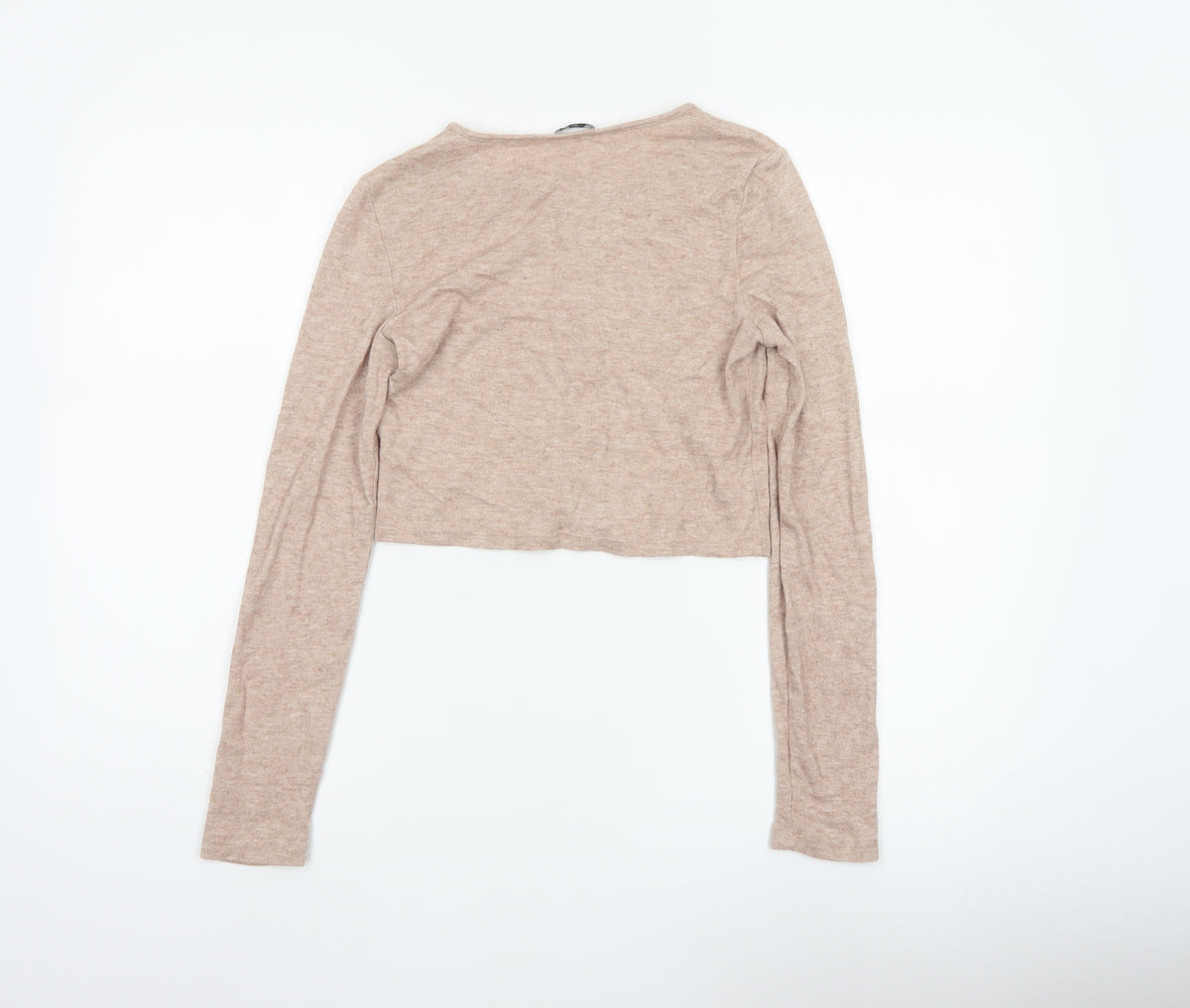 Zara Women Beige S Lightweight Button Front Knit Cardigan
