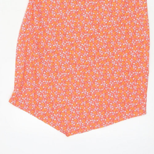Etam Women’s Orange Floral Cotton UK 14 Slip Mini Dress