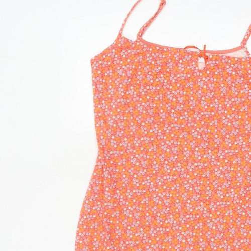 Etam Women’s Orange Floral Cotton UK 14 Slip Mini Dress