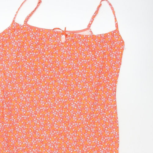 Etam Women’s Orange Floral Cotton UK 14 Slip Mini Dress