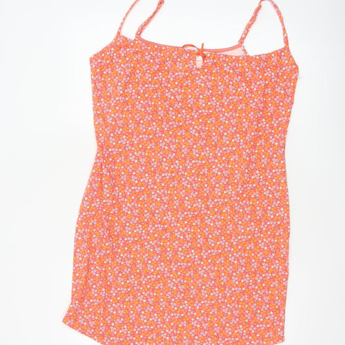 Etam Women’s Orange Floral Cotton UK 14 Slip Mini Dress