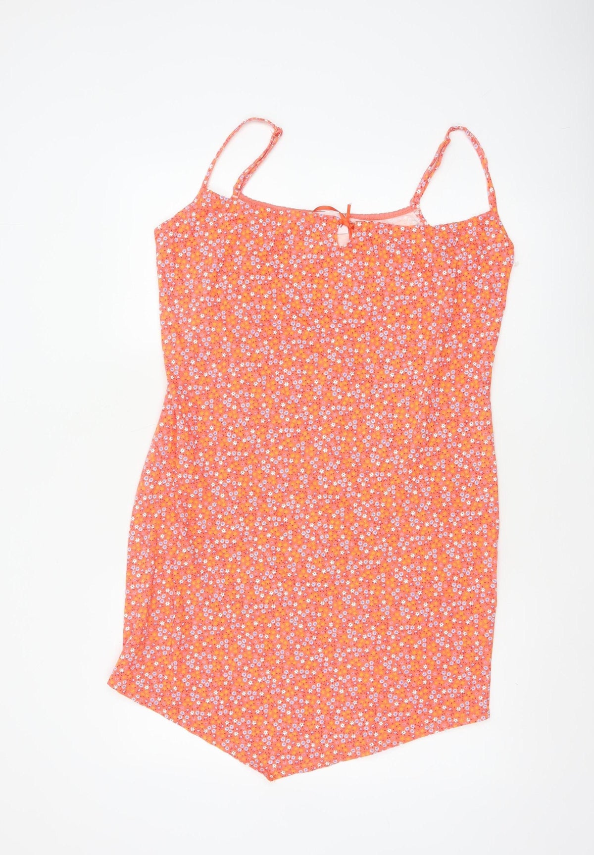 Etam Women’s Orange Floral Cotton UK 14 Slip Mini Dress