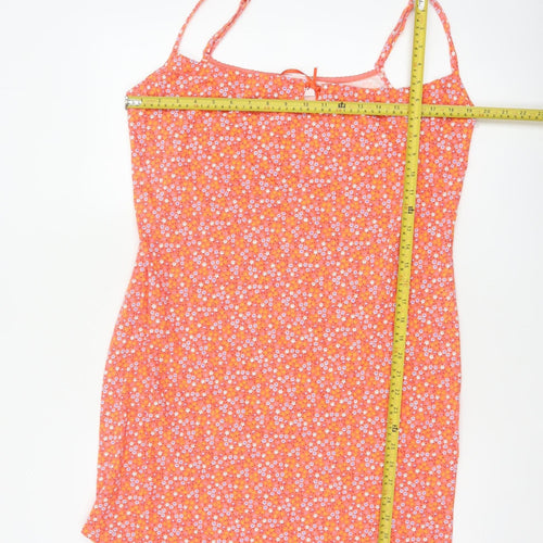 Etam Women’s Orange Floral Cotton UK 14 Slip Mini Dress