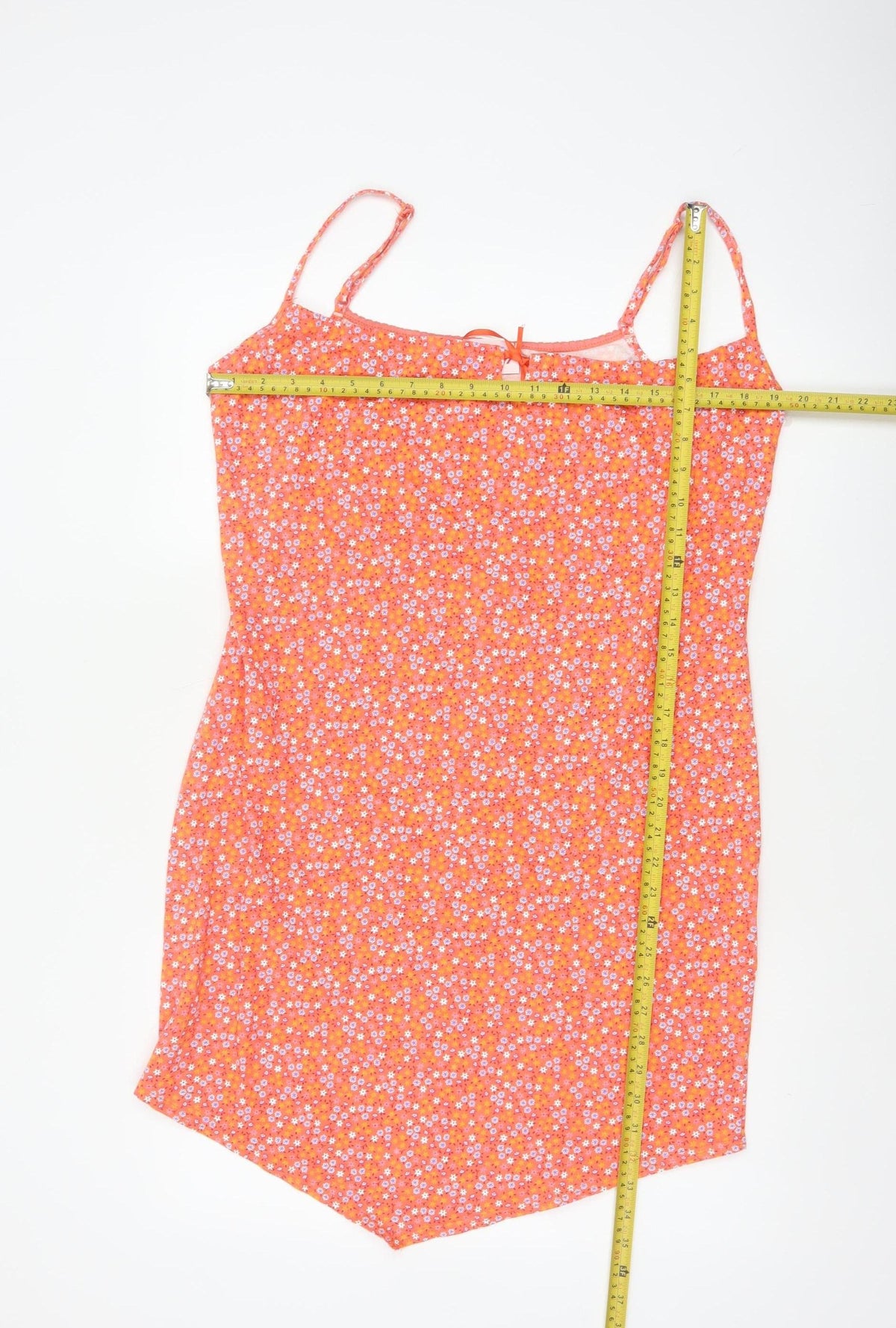 Etam Women’s Orange Floral Cotton UK 14 Slip Mini Dress