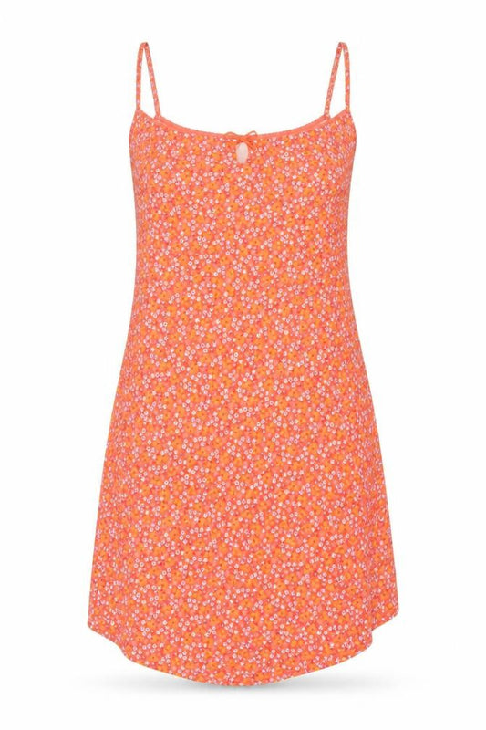 Front view of Etam Women’s Orange Floral Cotton UK 14 Slip Mini Dress