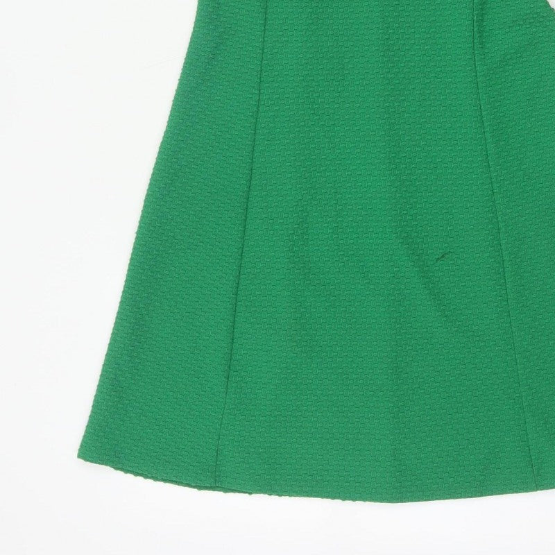 Dorothy Perkins Women Green UK 8 A-Line Knee Length Textured Dress
