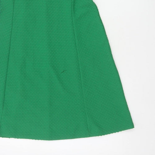 Dorothy Perkins Women Green UK 8 A-Line Knee Length Textured Dress
