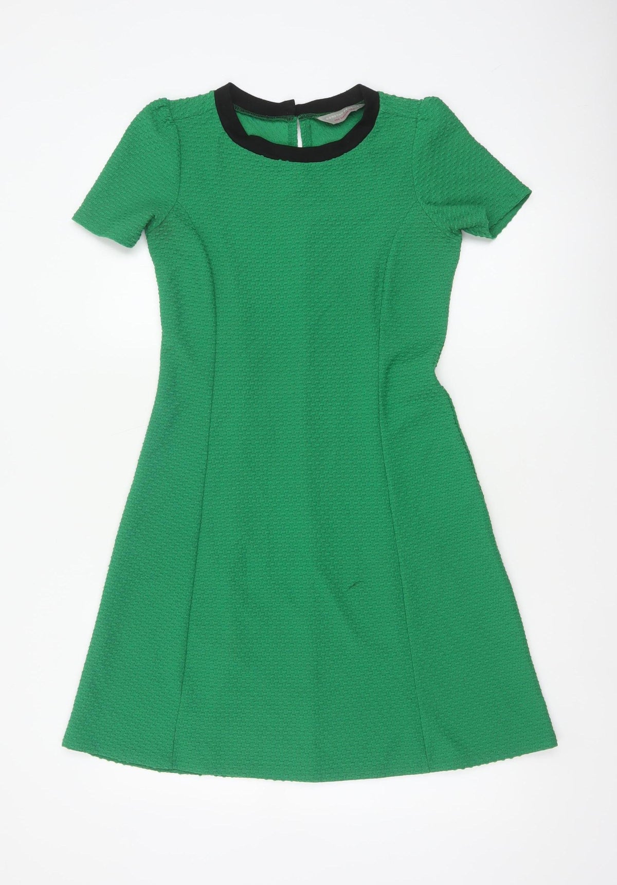 Dorothy Perkins Women Green UK 8 A-Line Knee Length Textured Dress