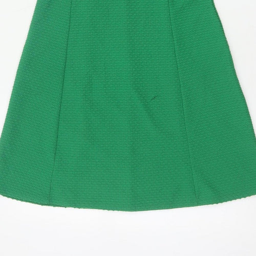 Dorothy Perkins Women Green UK 8 A-Line Knee Length Textured Dress