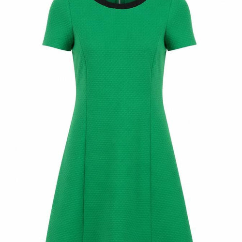 Dorothy Perkins Women Green UK 8 A-Line Knee Length Textured Dress