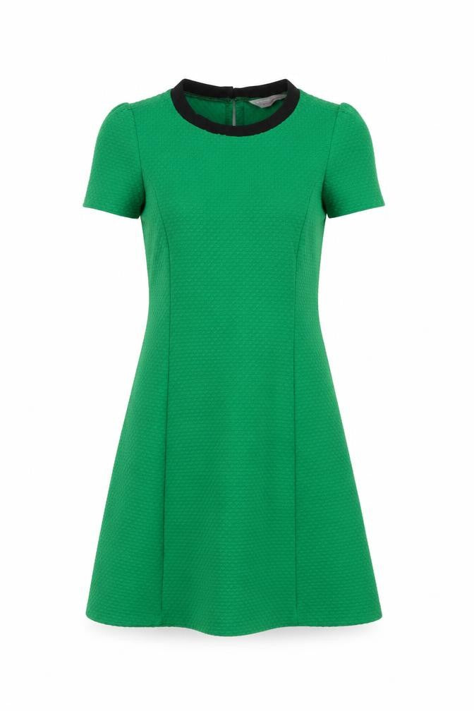 Dorothy Perkins Women Green UK 8 A-Line Knee Length Textured Dress