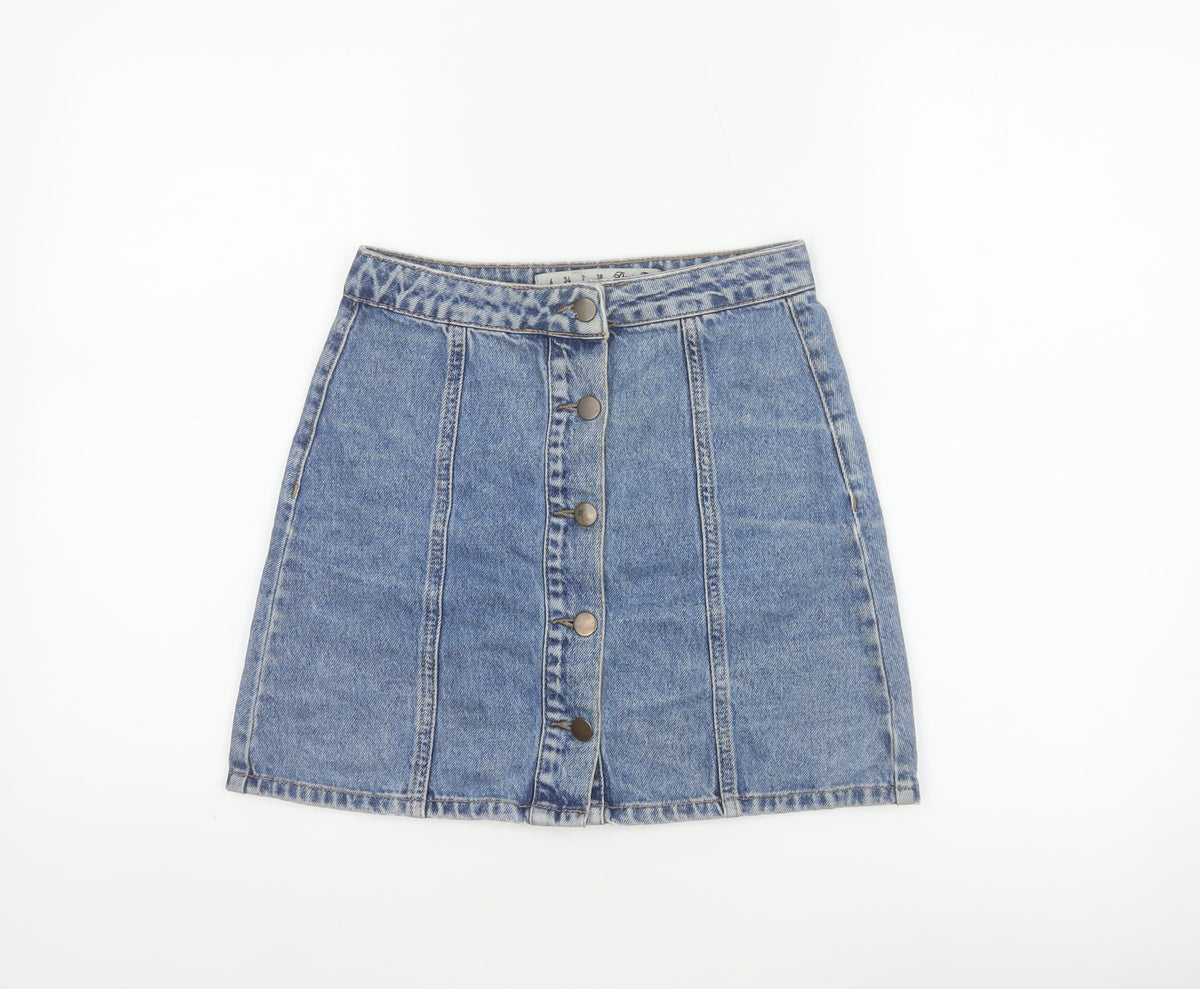 Denim Co. Women’s Blue UK 6 Button Front Denim Mini Pencil Skirt