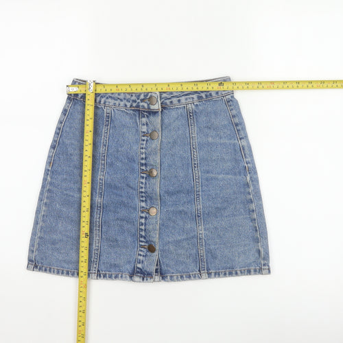 Denim Co. Women’s Blue UK 6 Button Front Denim Mini Pencil Skirt