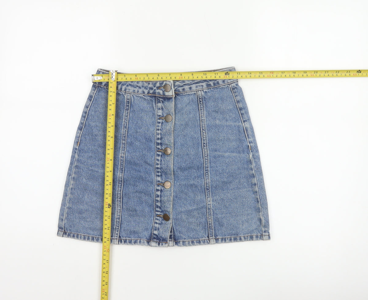 Denim Co. Women’s Blue UK 6 Button Front Denim Mini Pencil Skirt