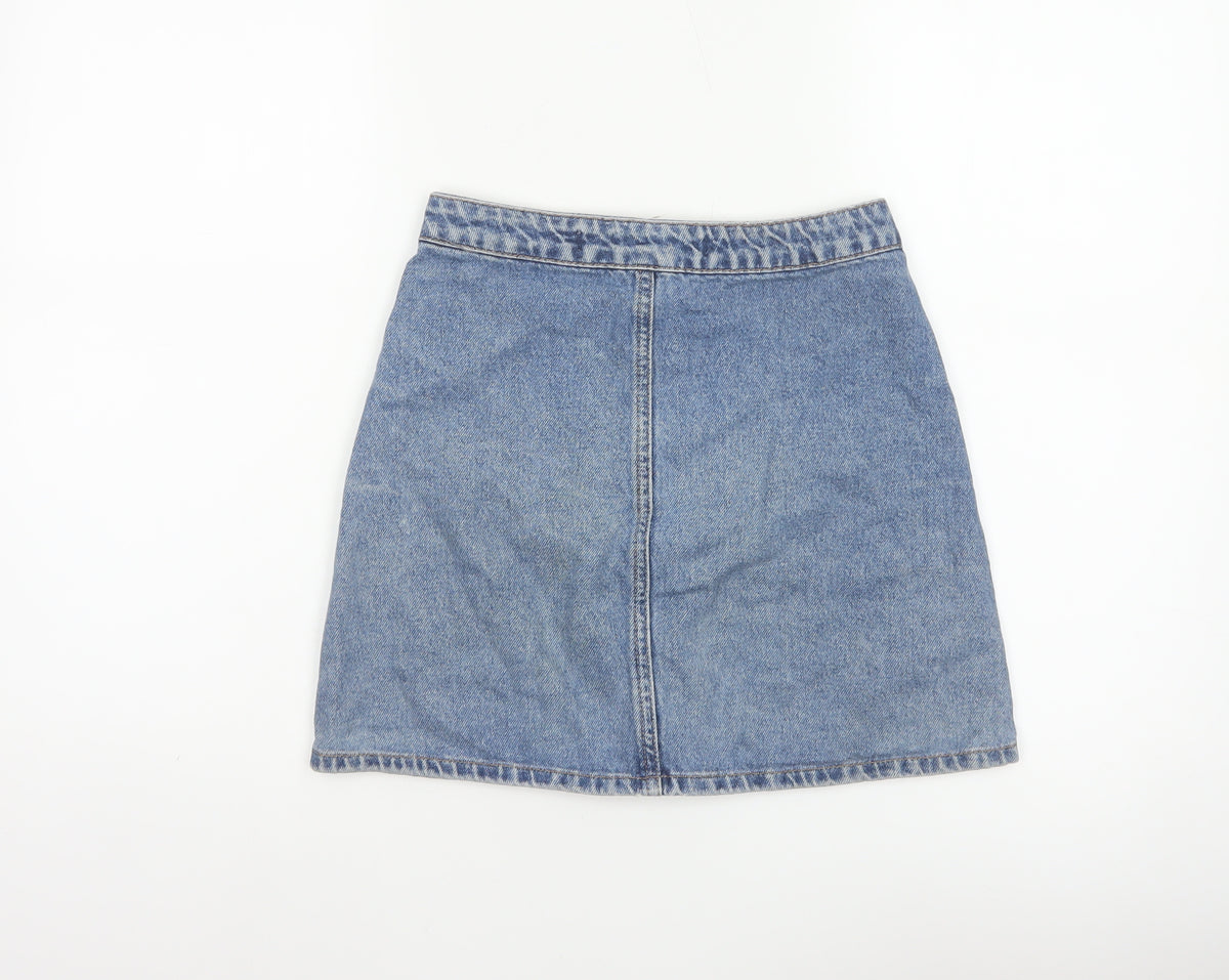 Denim Co. Women’s Blue UK 6 Button Front Denim Mini Pencil Skirt
