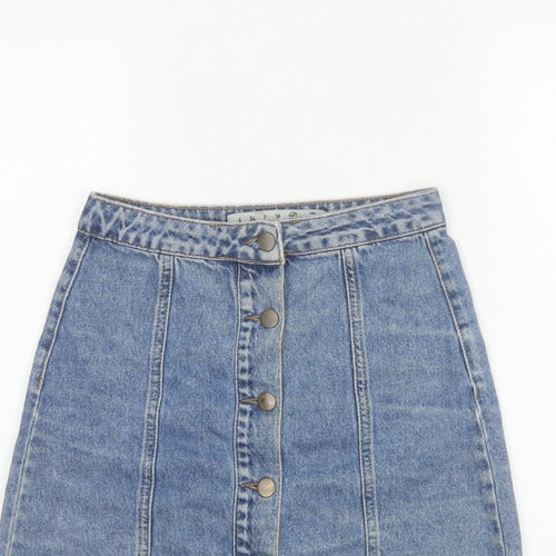 Denim Co. Women’s Blue UK 6 Button Front Denim Mini Pencil Skirt