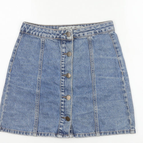 Denim Co. Women’s Blue UK 6 Button Front Denim Mini Pencil Skirt