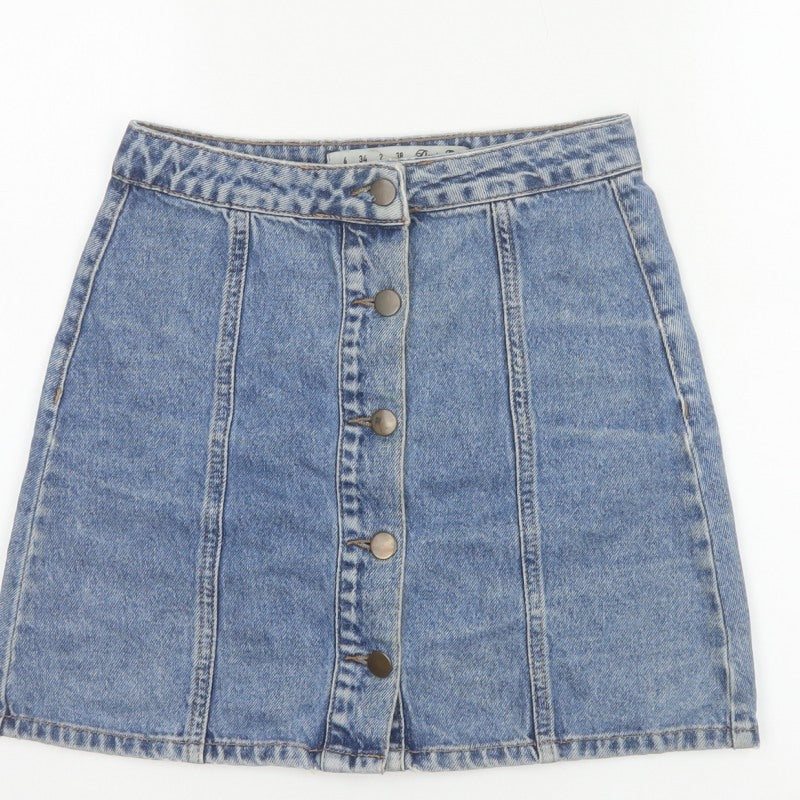 Denim Co. Women’s Blue UK 6 Button Front Denim Mini Pencil Skirt