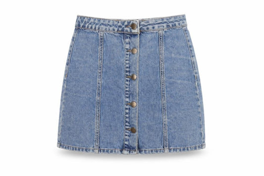 Denim Co. Women’s Blue UK 6 Button Front Denim Mini Pencil Skirt