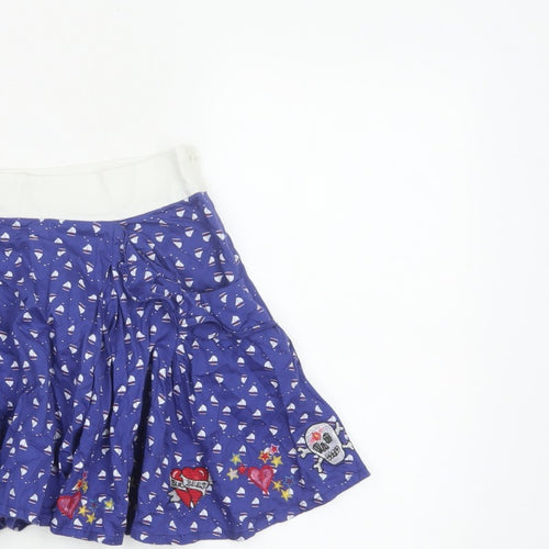 Laura for Topshop Women’s Blue S Skater Mini Sailboat Embroidered Skirt