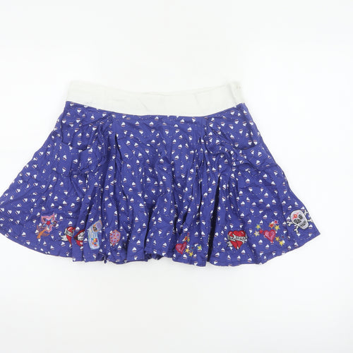 Laura for Topshop Women’s Blue S Skater Mini Sailboat Embroidered Skirt