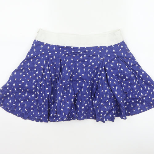 Laura for Topshop Women’s Blue S Skater Mini Sailboat Embroidered Skirt
