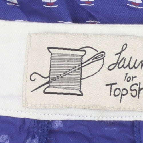 Laura for Topshop Women’s Blue S Skater Mini Sailboat Embroidered Skirt
