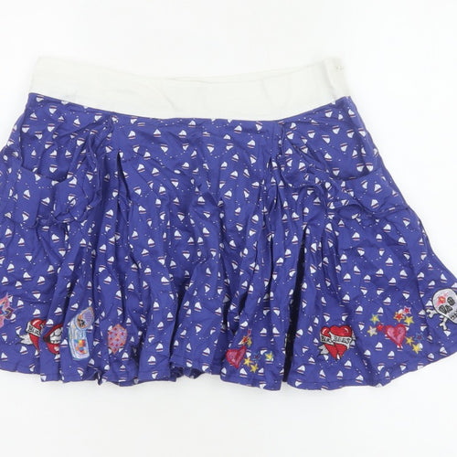 Laura for Topshop Women’s Blue S Skater Mini Sailboat Embroidered Skirt