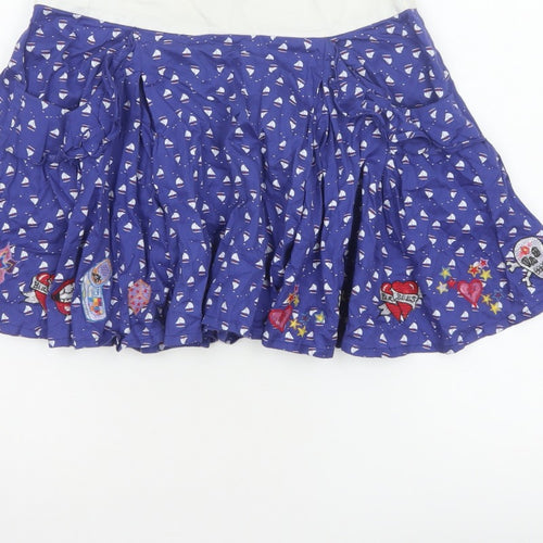 Laura for Topshop Women’s Blue S Skater Mini Sailboat Embroidered Skirt