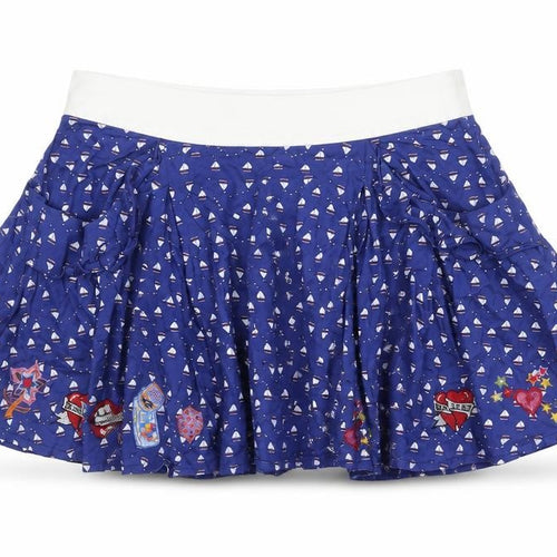 Laura for Topshop Women’s Blue S Skater Mini Sailboat Embroidered Skirt