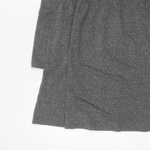 M&S Women Grey UK 10 Fit & Flare Long Sleeve Jersey Knee Dress