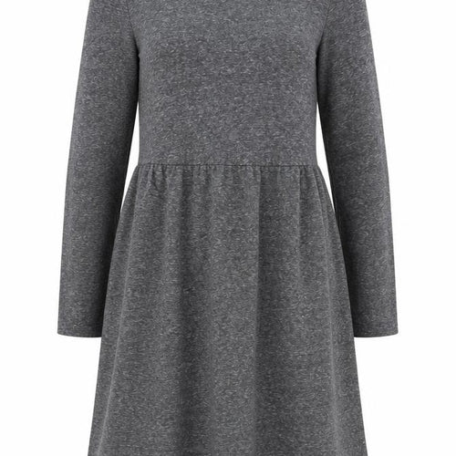 M&S Women Grey UK 10 Fit & Flare Long Sleeve Jersey Knee Dress