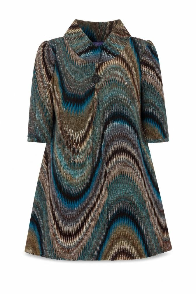 Front view of Autonomy Women Multicoloured UK 18 Geometric Jacket Dress 3/4 Sleeve