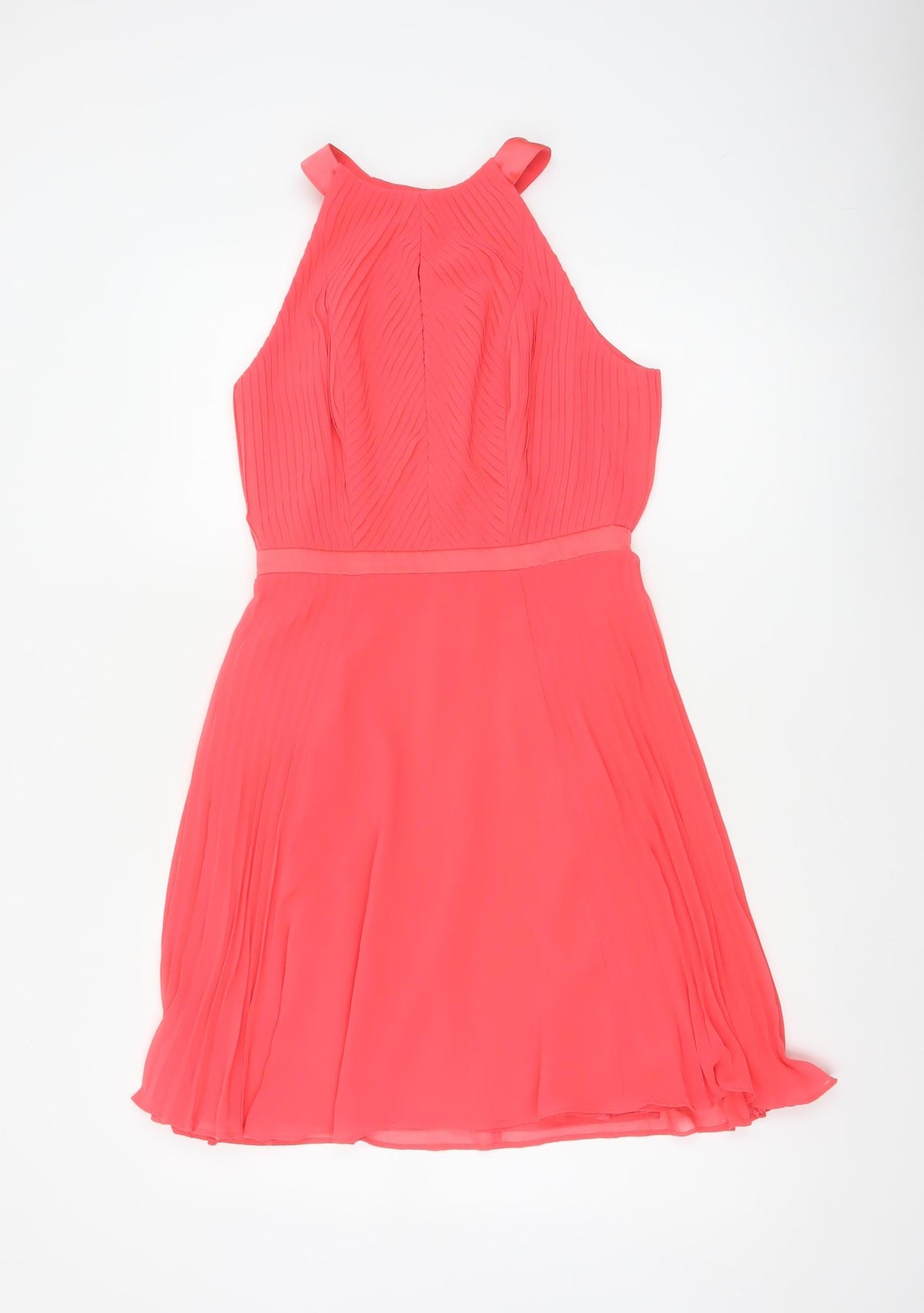 Coast Women Pink UK 8 Midi Fit & Flare Pleated Chiffon Occasion Dress
