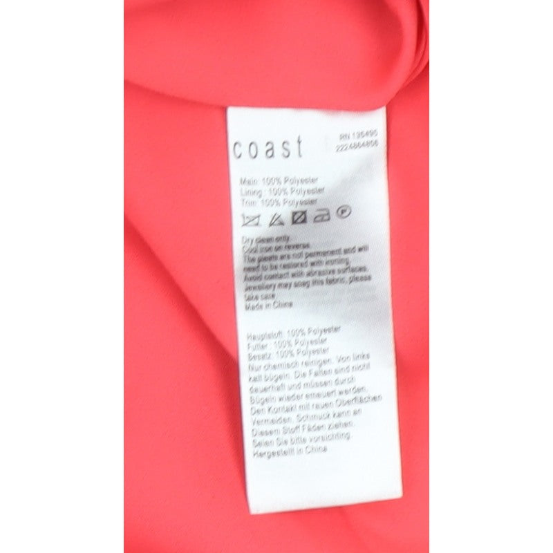 Coast Women Pink UK 8 Midi Fit & Flare Pleated Chiffon Occasion Dress