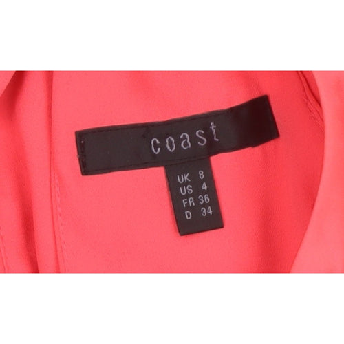 Coast Women Pink UK 8 Midi Fit & Flare Pleated Chiffon Occasion Dress