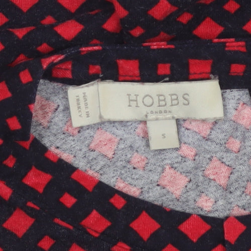Hobbs Women Red Black S Geometric V-Neck Flared Sleeve Blouse
