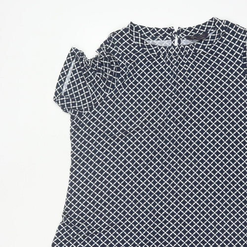 Marks and Spencer Women Blue Geometric Shift Dress Size 22 Short Sleeve