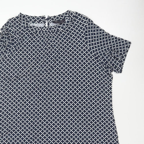Marks and Spencer Women Blue Geometric Shift Dress Size 22 Short Sleeve