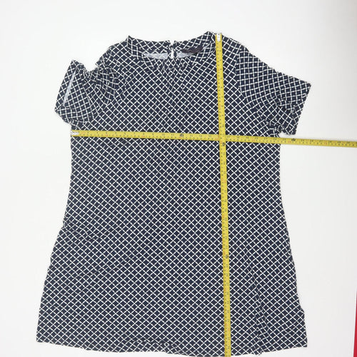 Marks and Spencer Women Blue Geometric Shift Dress Size 22 Short Sleeve