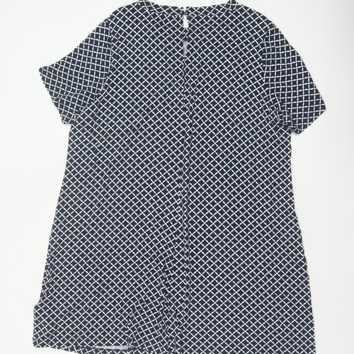 Marks and Spencer Women Blue Geometric Shift Dress Size 22 Short Sleeve