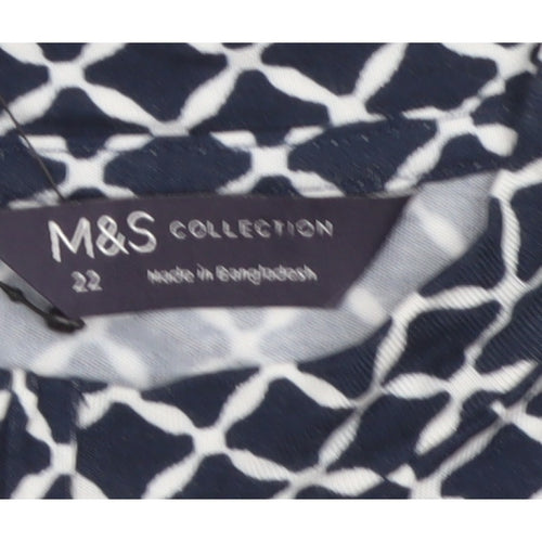 Marks and Spencer Women Blue Geometric Shift Dress Size 22 Short Sleeve