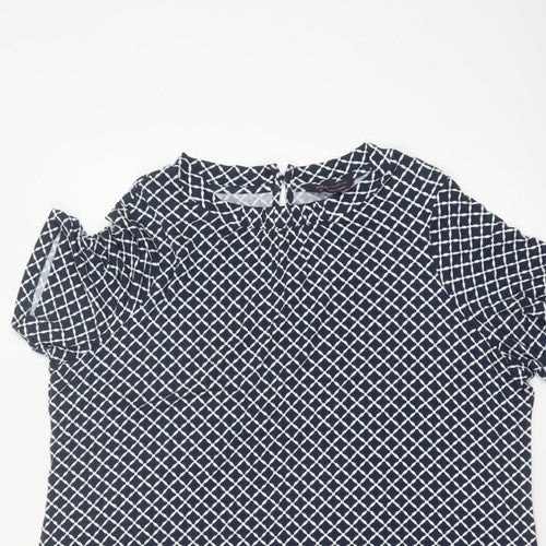 Marks and Spencer Women Blue Geometric Shift Dress Size 22 Short Sleeve