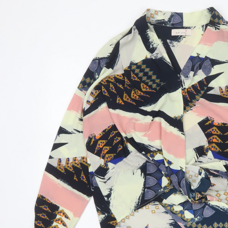 Additional view of Per Una M&S Women Multicoloured UK 12 Wrap Geometric Long Sleeve Blouse