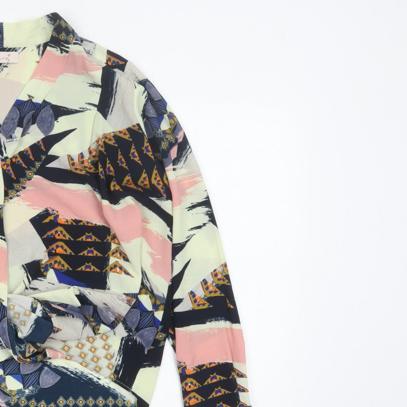 Additional view of Per Una M&S Women Multicoloured UK 12 Wrap Geometric Long Sleeve Blouse